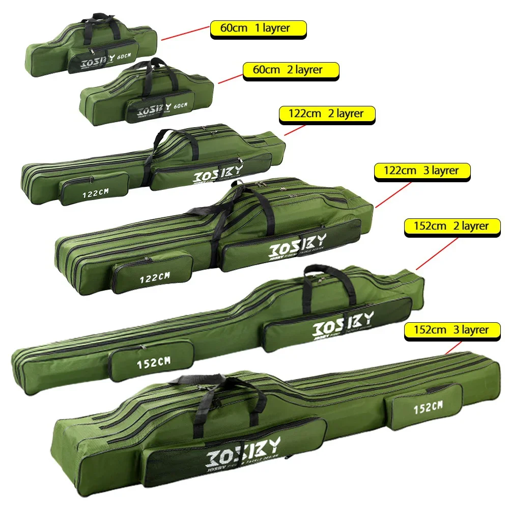 Bolsa plegable portátil para caña de pescar, bolsa impermeable para aparejos al aire libre, estuche de transporte multiusos, mochila de transporte, 60CM, 122CM, 152CM, 182CM - imagen 5