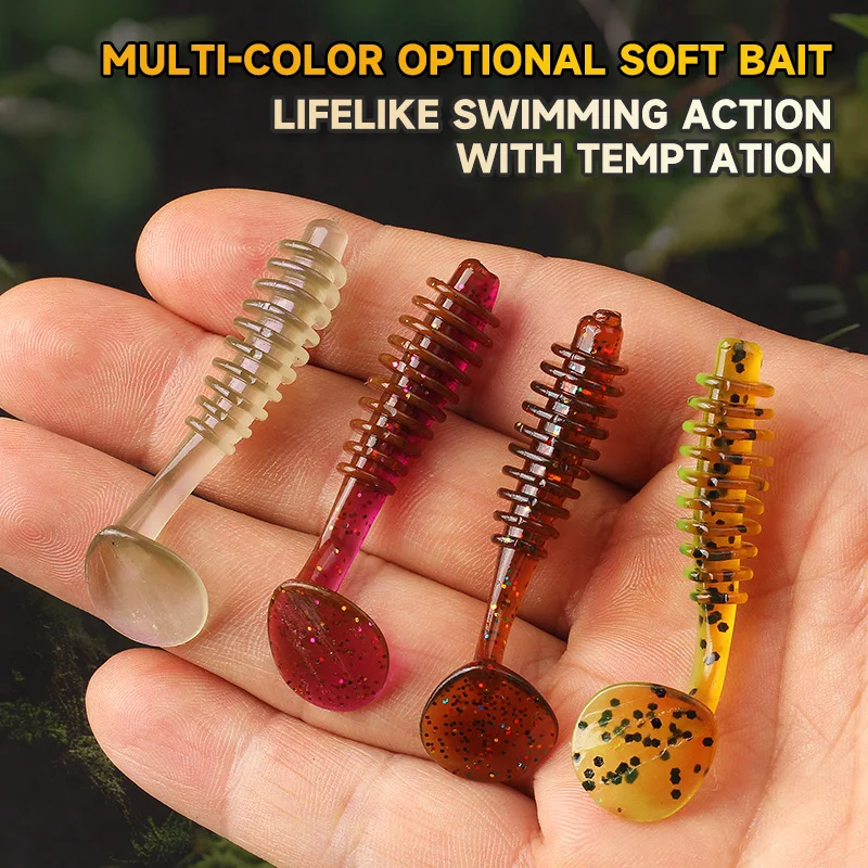 Supercontinent rubbring Shad cebos blandos 5 cm/15 piezas UV Isca Artificial silicona Pesca gran cola en T Wobblers - imagen 3