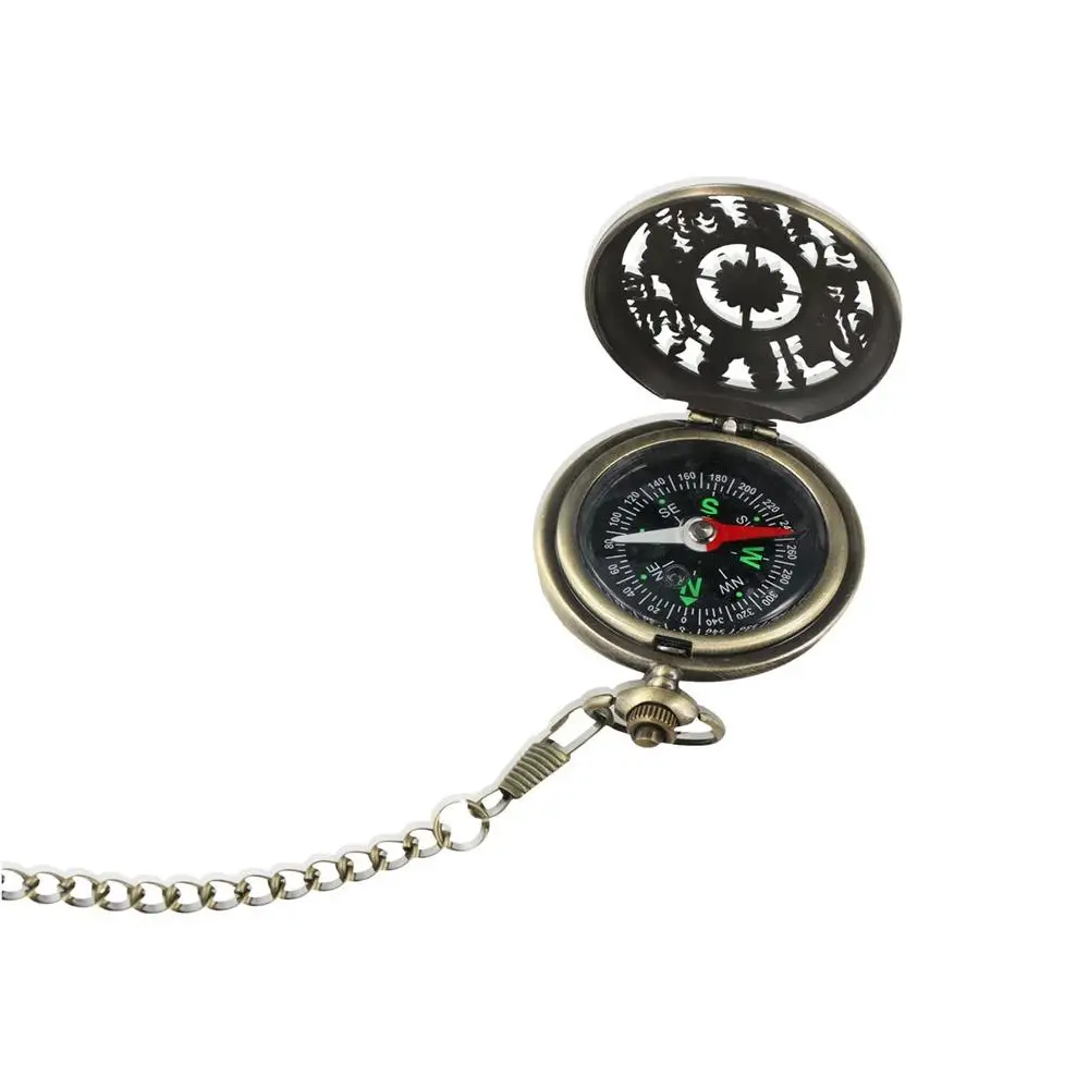 Reloj de bolsillo diseño turismo montañismo brújula de bronce Vintage reloj de bolsillo brújula portátil navegación al aire libre - imagen 4
