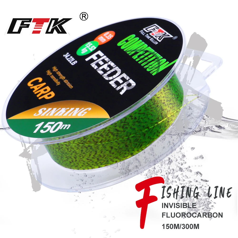 FTK-sedal de Pesca de carpa Invisible 3D, nailon de 150m/300m, monofilamento súper fuerte, línea de punto extensible de fluorocarbono para Pesca