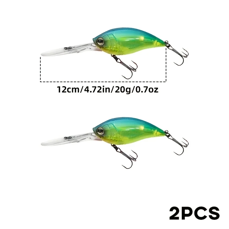 Señuelo de pesca Crankbait, cebos duros artificiales, Jerkbait Wobbler, aparejos de pesca de agua salada, cebo de manivela de lengua larga, 12mm, 20g, 2 uds. - imagen 4