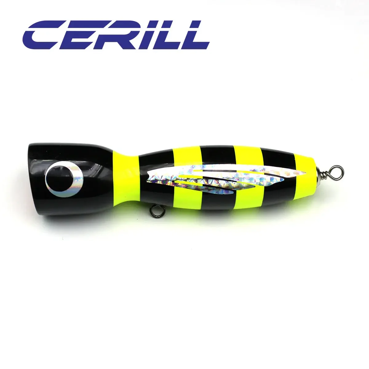 Ceril-señuelo de pesca de superficie Popper de madera hecho a mano, juego grande de arrastre, Jigging, Crankbait, cebo de atún de tiro largo, 19cm, 120g, 1 ud. - imagen 4