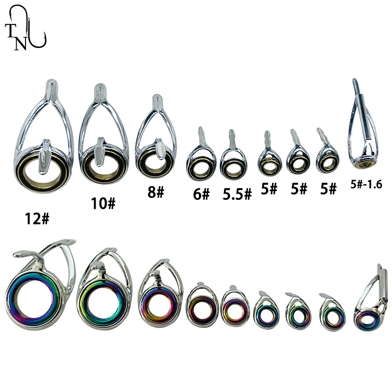 TN-juego de anillos de cerámica de acero inoxidable, Kit de reparación de guías de caña de pescar, accesorios de repuesto de construcción, 18, 9 piezas - imagen 4