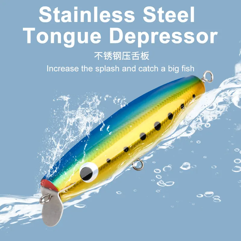 OBSESSION WD133 195mm 90g Topwater agua salada madera Popper señuelo de pesca Popper de madera cebo de curricán Sa barco pesca Wobbler señuelos - imagen 5