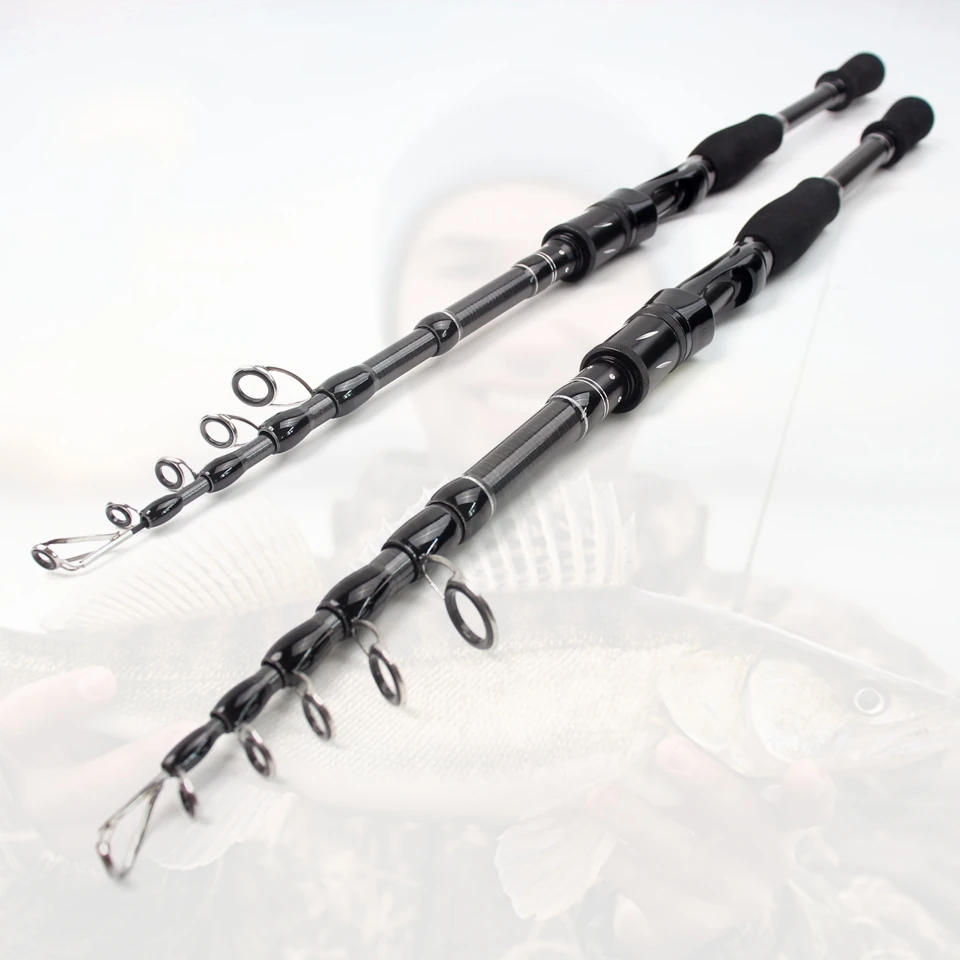 Nuevo 1,8 m 2,1 m 2,4 m 2,7 m caña de pescar de carbono 7-28g peso de señuelo caña giratoria telescópica caña de pescar de viaje portátil - imagen 4