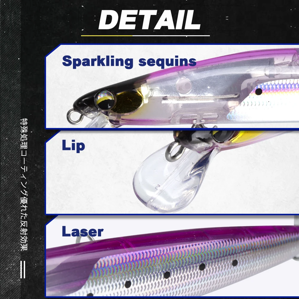 Señuelo de pesca DT Assassin Slider Minnow 120mm 20g / 145mm 27g FLASH sistema deslizante de peso de tungsteno cebos flotantes - imagen 4