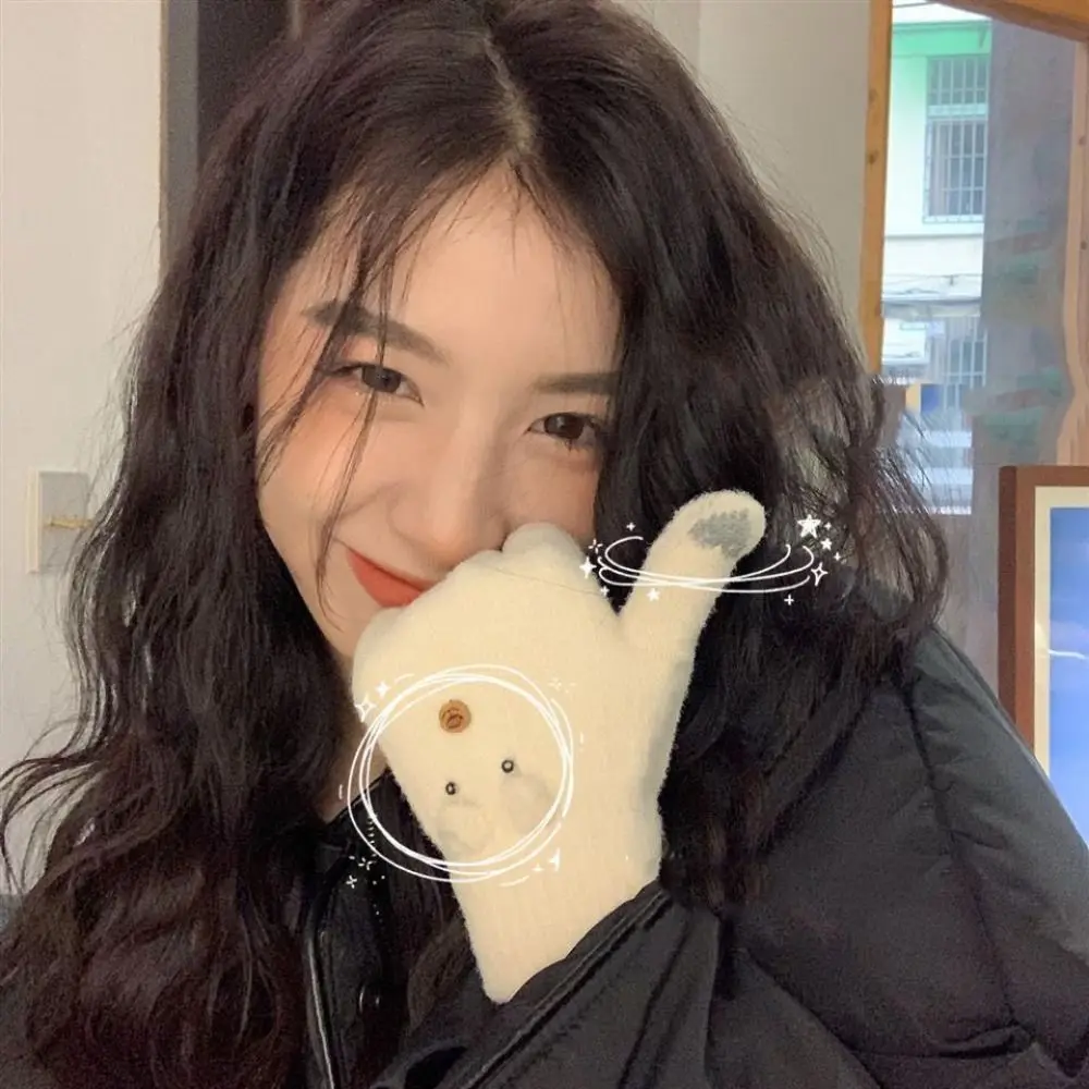 Guantes tejidos de Color caramelo pantalla táctil estilo coreano manoplas de dedo completo cinco dedos a prueba de viento ciclismo guantes de conducción otoño - imagen 5