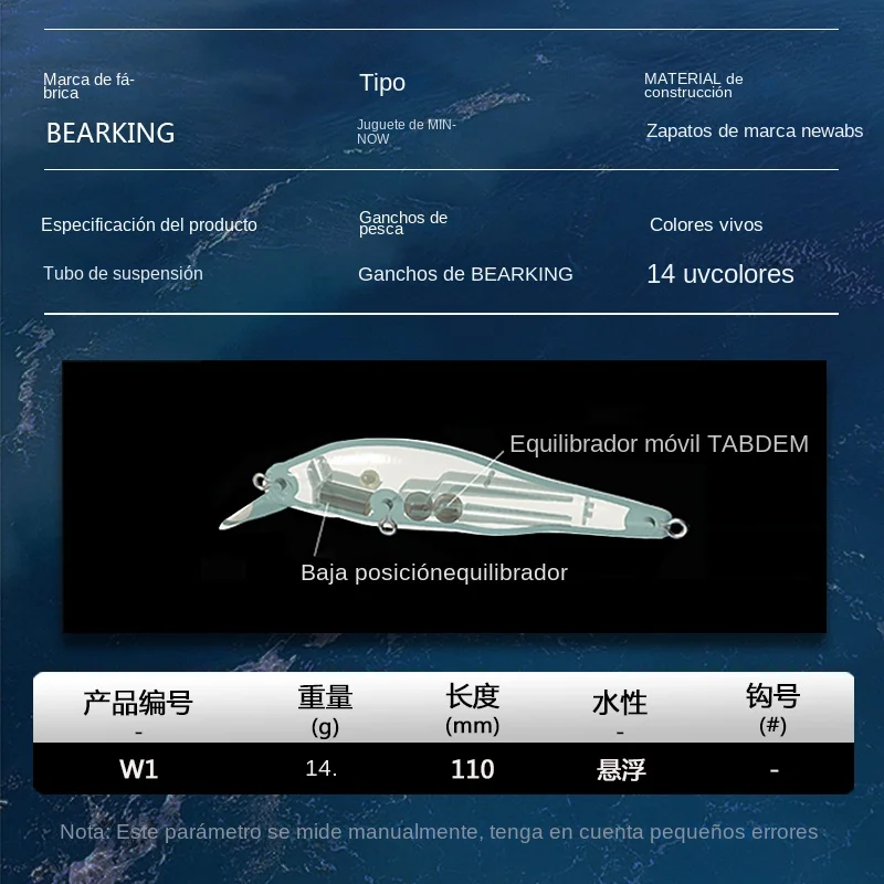 Bearking 11cm 14g SP buceo 1,5 m profesional Minnow Wobbler Señuelos de pesca calidad jerkbaits cebo Artificial aparejos Predator - imagen 3