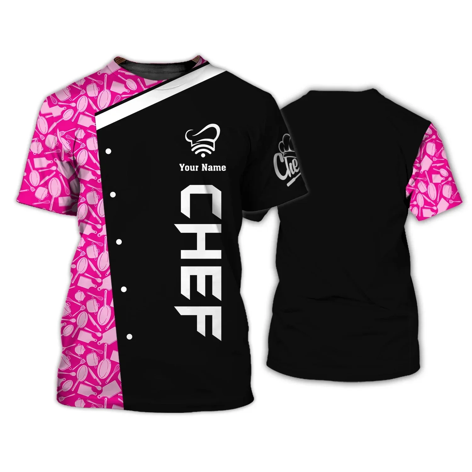 Camiseta con estampado de Chef con nombre personalizado en 3D para hombre, camiseta informal de calle Unisex de estilo veraniego [sin ropa de trabajo] TX283 - imagen 5