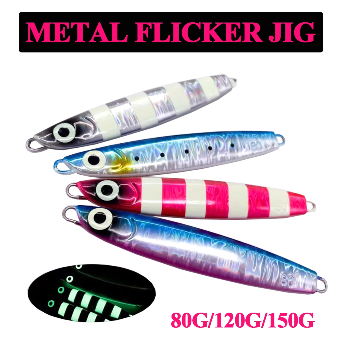 Señuelo de pesca con plantilla de Metal 3D, 80g, 120g, 150g, plantillas de Metal de fundición larga, parpadeo, agua salada, atún, Wahoo, caballa, señuelo de pesca de aguas profundas - imagen 3