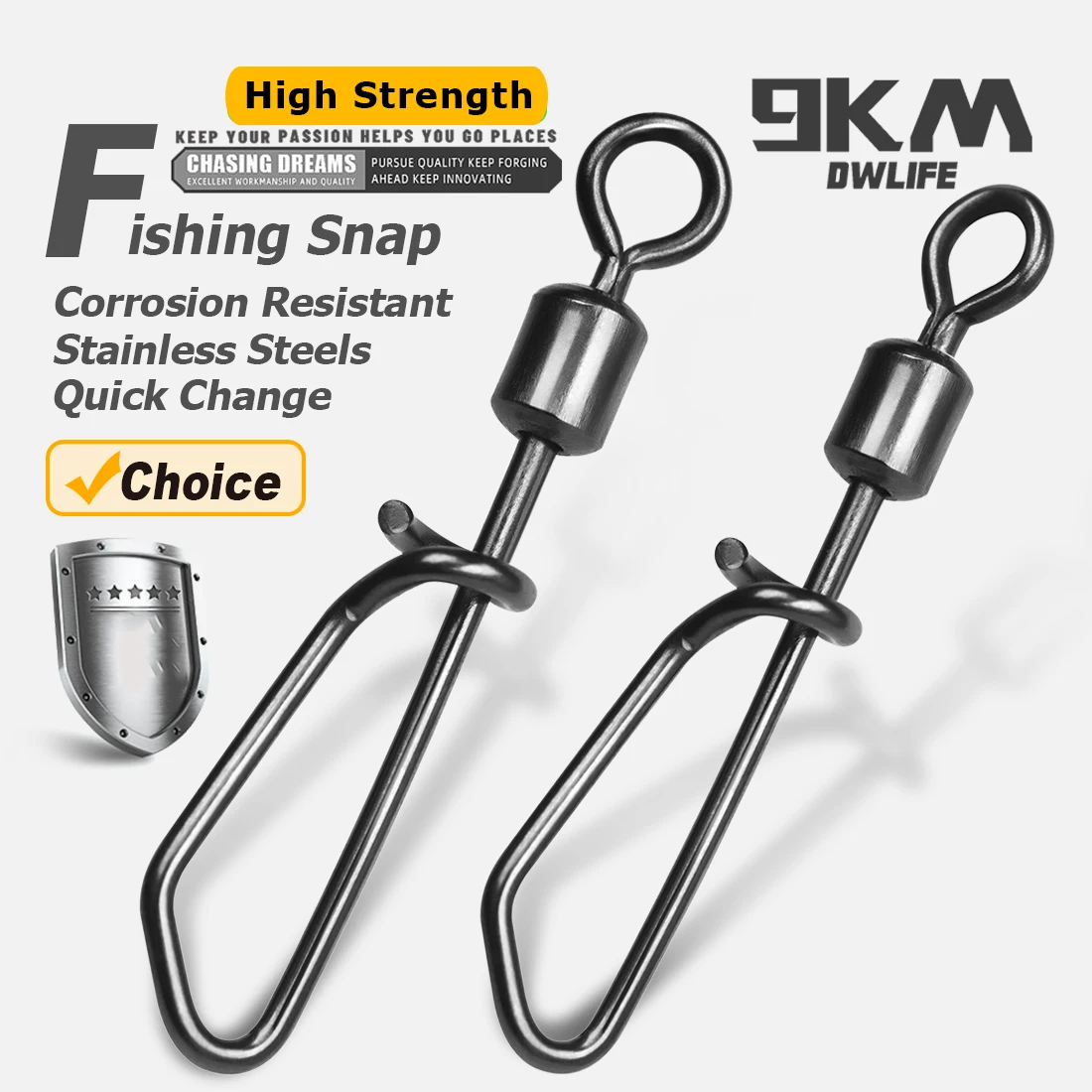 9KM giratorios de pesca Snap 25 ~ 100 Uds. Conector de pesca de agua salada giratorios de pesca a presión de acero inoxidable