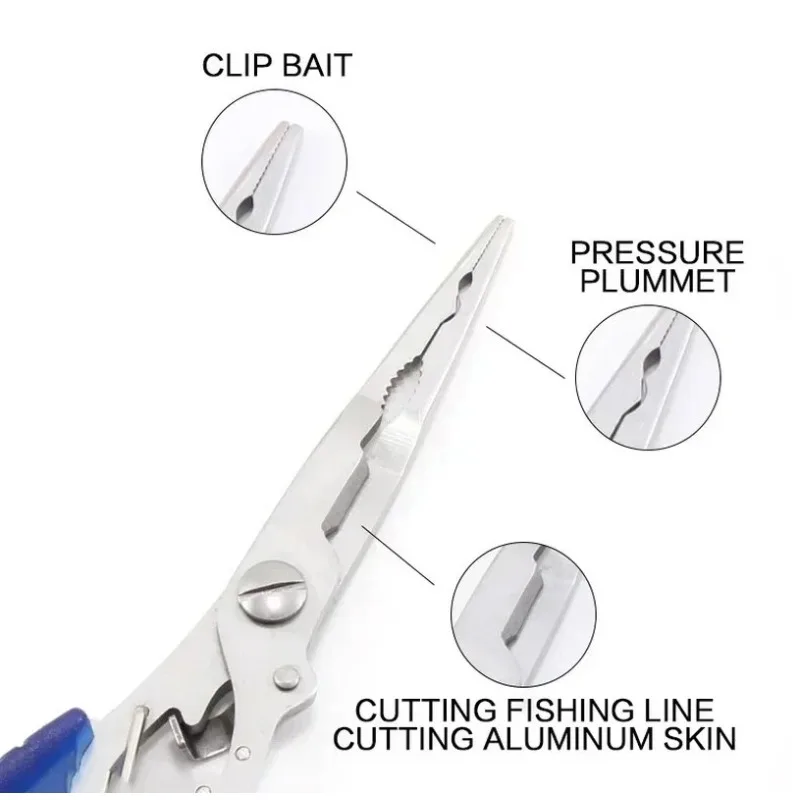 Alicates para cortar pescado, herramienta de pala, alicates de pesca de 170mm, tijeras, línea trenzada, cortador de cebo, gancho, señuelo de pesca de mar, alicates de pesca - imagen 4