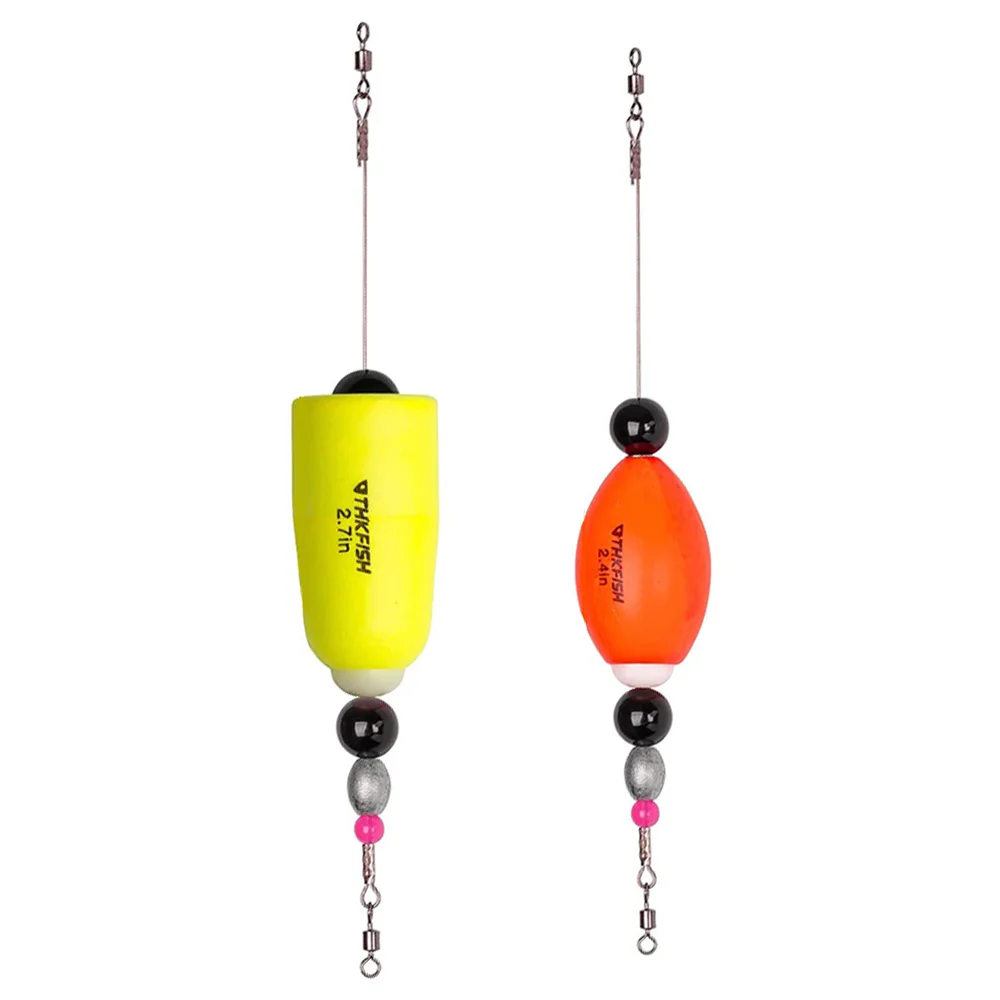 THKFISH, 1 pieza, aparejo de pesca Bobber, flotadores de pesca de corcho Popping, Bobbers deslizantes para bagre, 2,4 pulgadas, 2,7 pulgadas, sonajero flotante ponderado para pesca - imagen 2
