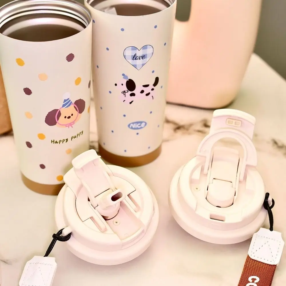 Vasos aislados reutilizables de 550ml, termo creativo de gran capacidad, botella de acero inoxidable con pajita, taza de agua para acampar - imagen 2