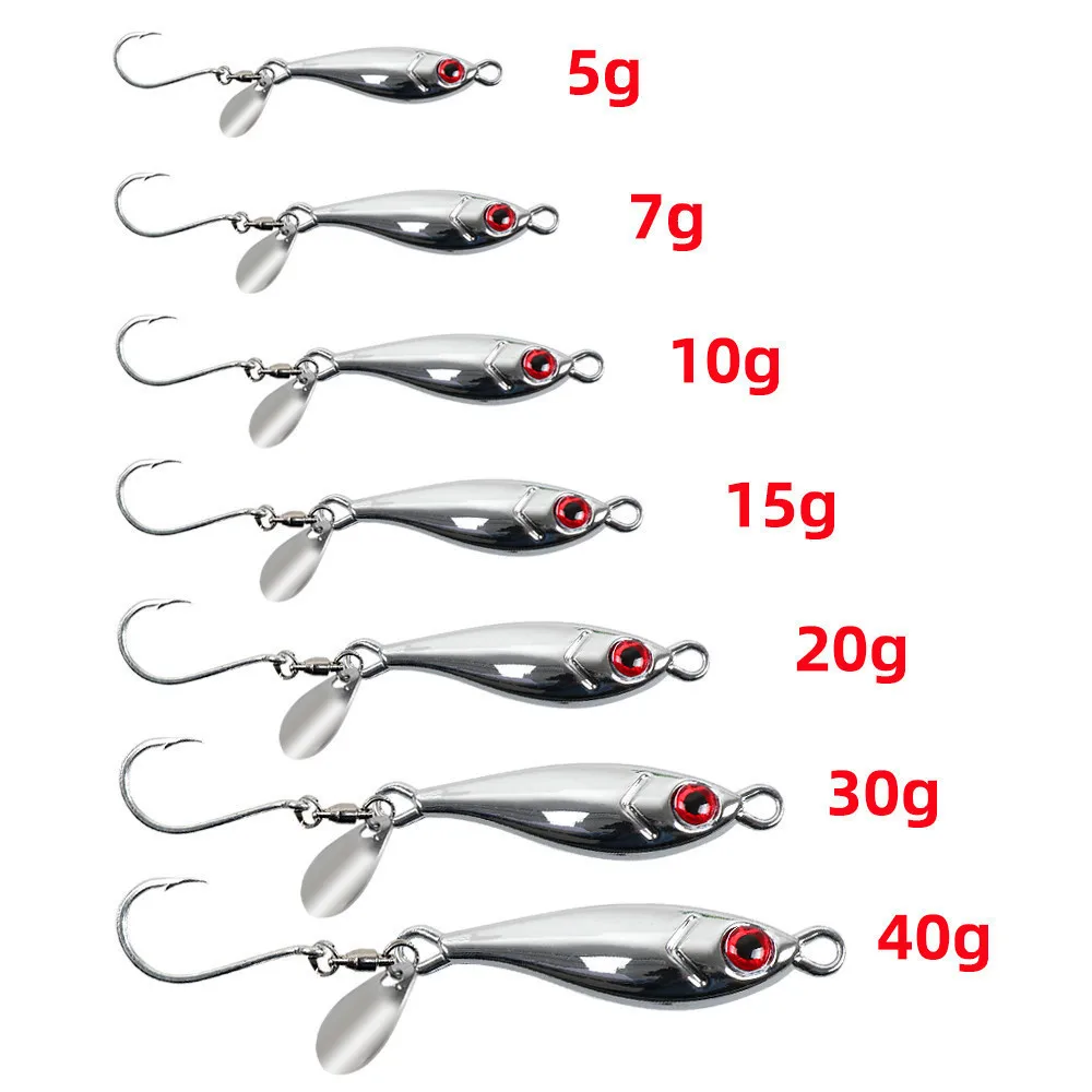 Señuelo de pesca plantilla de Metal 5g-40g lentejuelas de lubina cebos de pesca de tiro largo cuchara dura plantilla de cebo anzuelo Artificial Spinner - imagen 3
