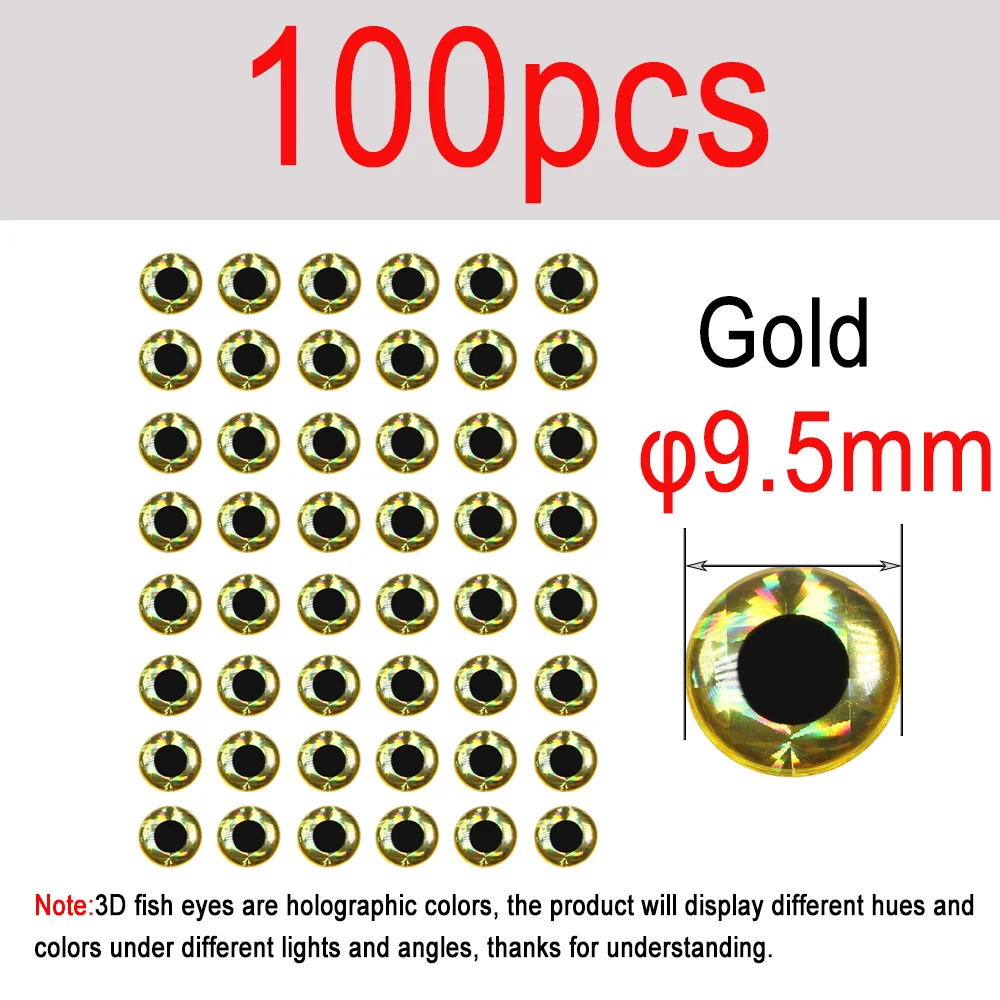 100pcs Gold 9.5mm