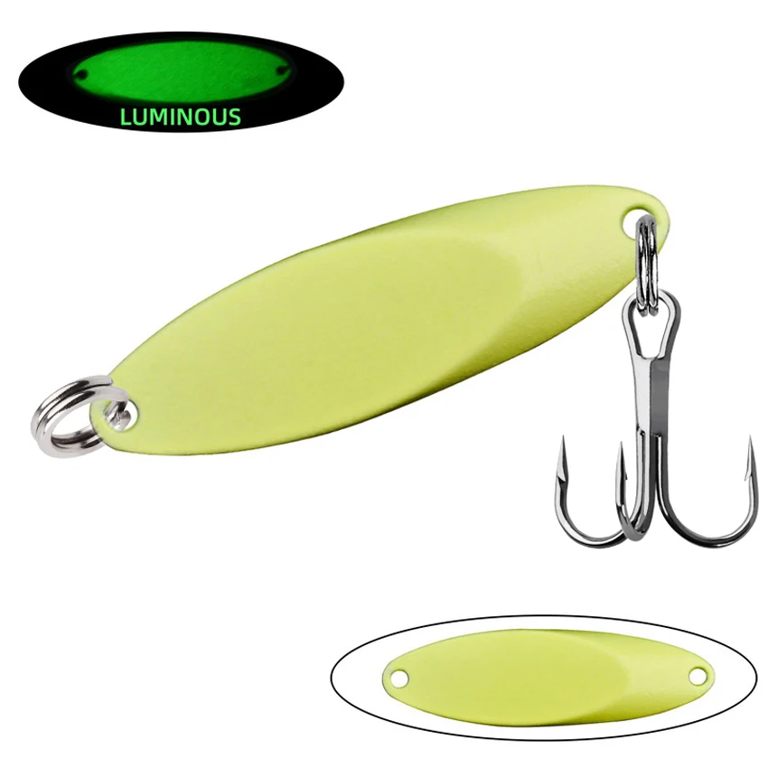Señuelo spinner cuchara metálico luminoso para pesca de trucha