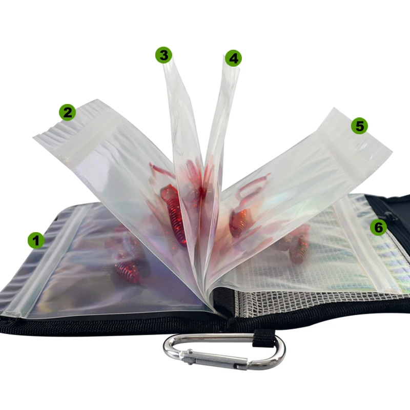 Nuevo bolso de almacenamiento de señuelos de pesca, bolsas de cebo impermeables, bolsa de aparejos de pesca con mosquetón, estuche de cebo suave portátil, aparejos de mar - imagen 5