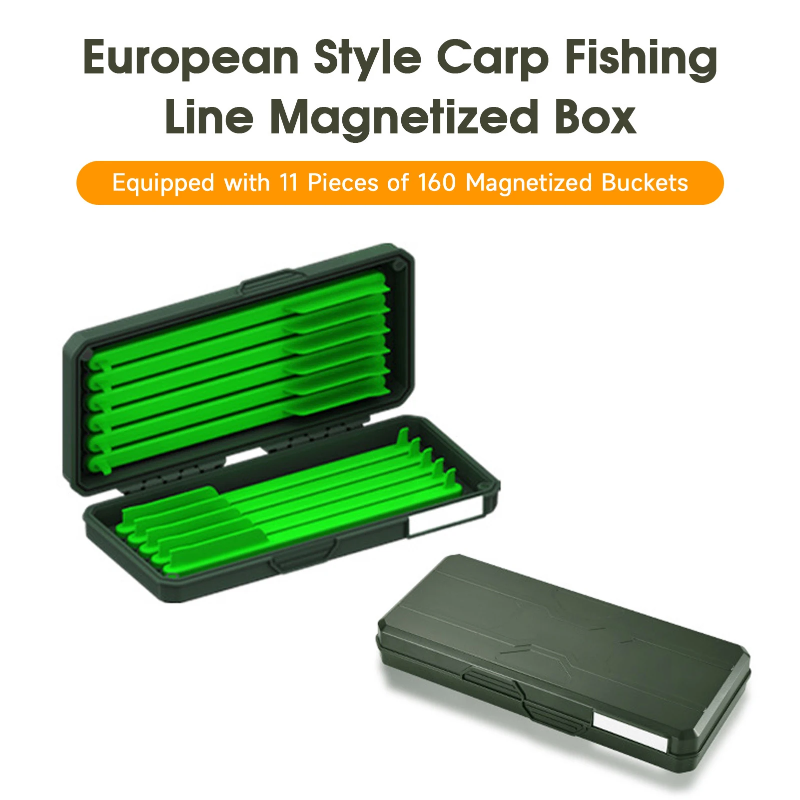 Caja de pesca para sedal de pesca de carpa, estilo europeo magnetizado con 11x160 cubos magnetizados, equipo de pesca de carpa - imagen 2