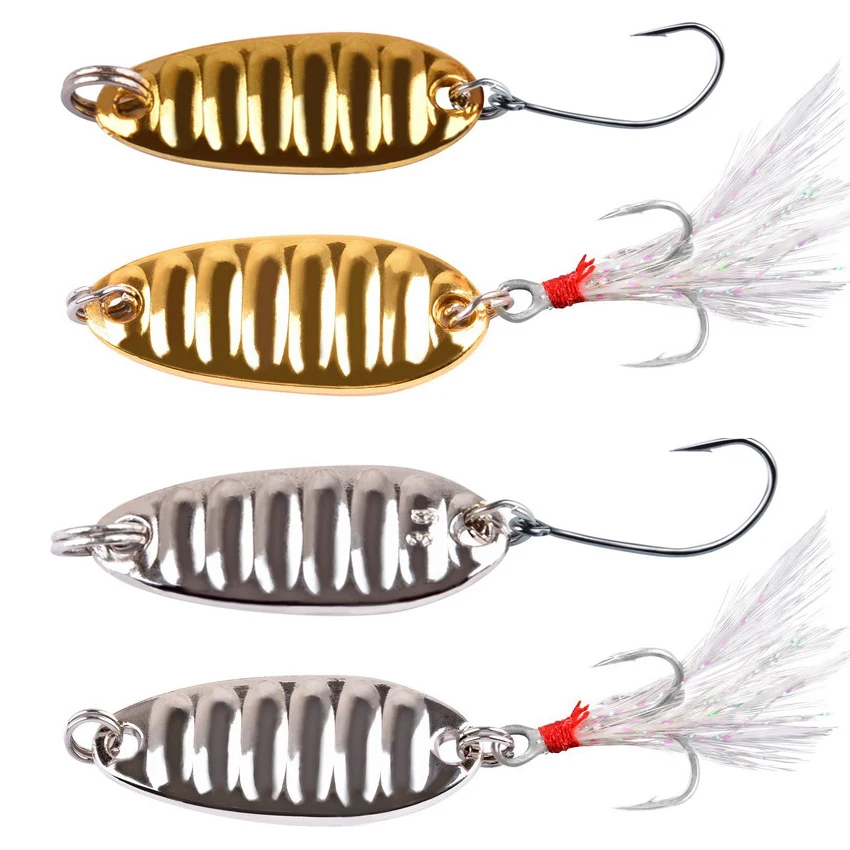Señuelos de Pesca de cuchara, cebo giratorio Wobblers, anzuelo de Pesca Artificial de oro y plata, lentejuelas, cebos duros para carpa, trucha, aparejos de Pesca - imagen 2