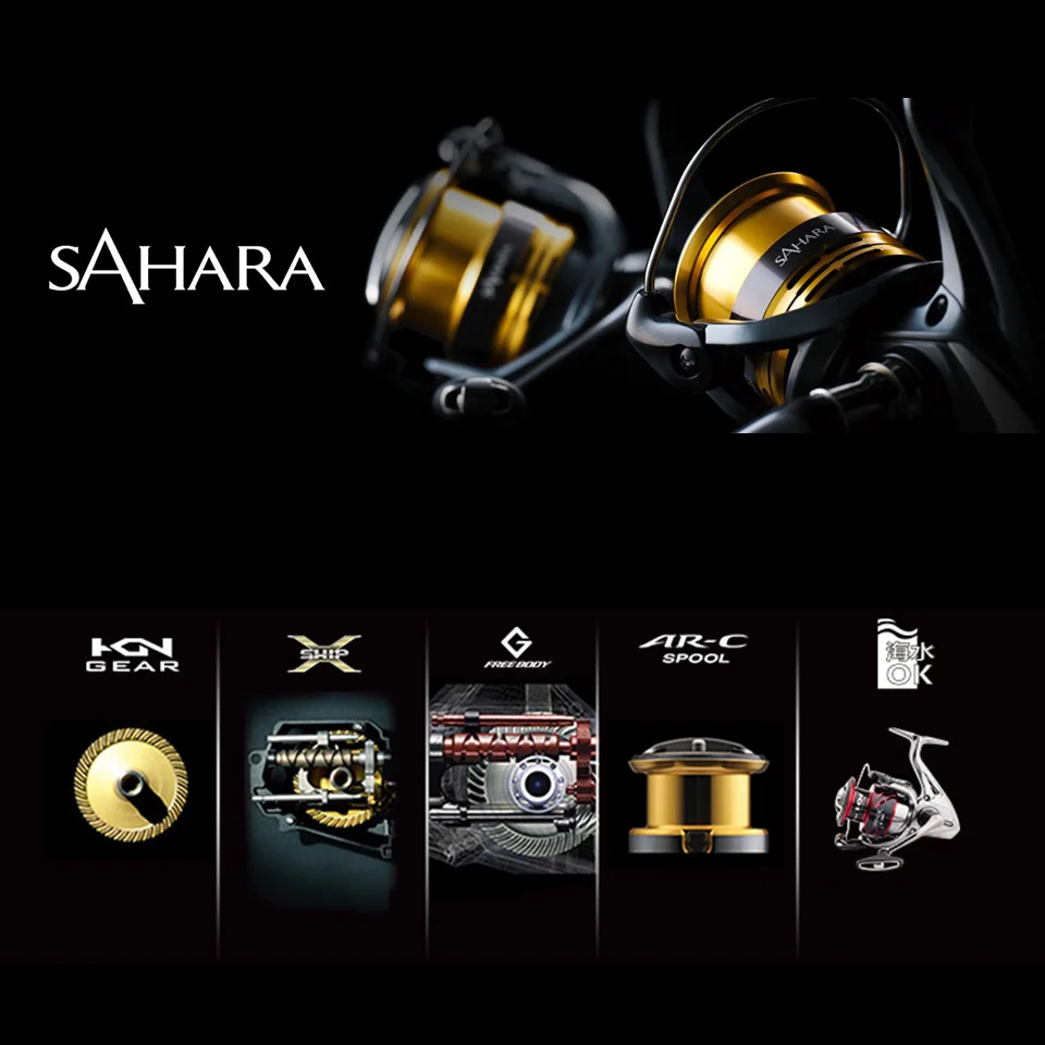 SHIMANO-carrete de pesca giratorio SAHARA 4 + 1BB, carrete de Metal con relación 5,0: 1/6, 2:1, potencia de 3-11KG, HGN, carretes de pesca en agua salada - imagen 4