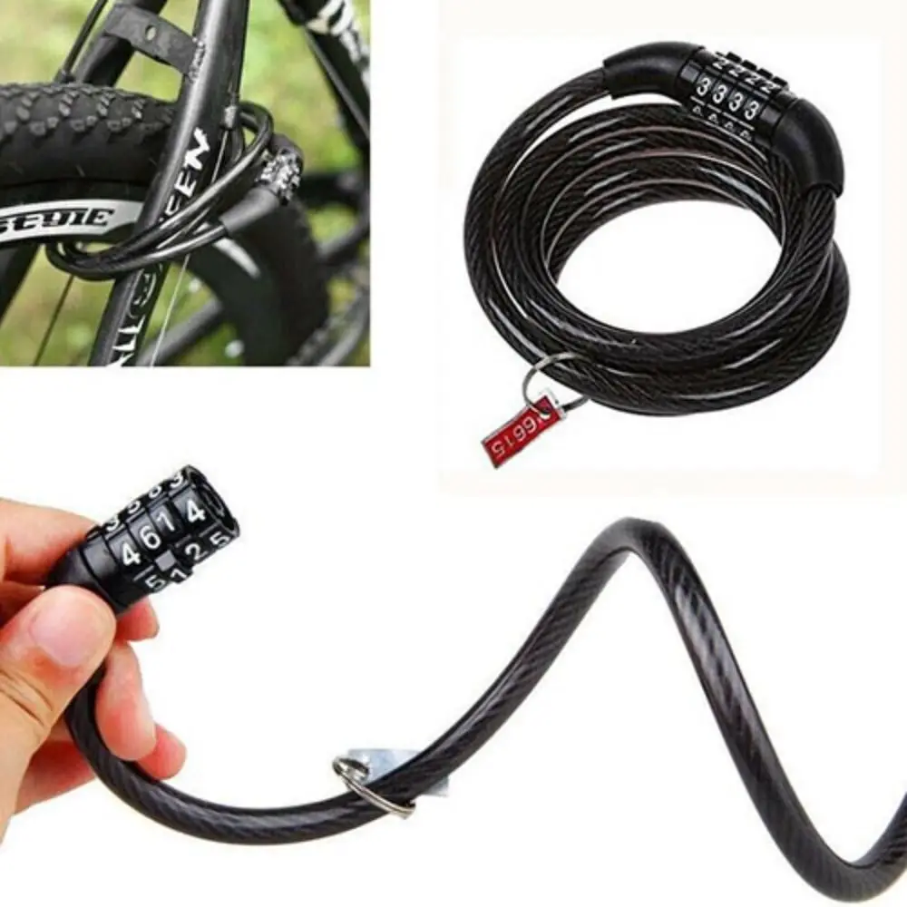 Candado de cable de acero antirrobo con código para bicicleta y moto - imagen 3