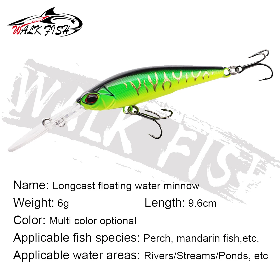 WALK FISH-señuelo de Pesca flotante de pececillos, anzuelos de Pesca de 6G, aparejos Wobbler, Crankbait, cebo duro Artificial de Japón, Swimbait, 1 piezas - imagen 5