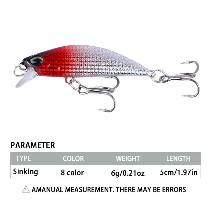 8 Uds Wobblers que se hunden Señuelos de pesca trucha cebo duro de plástico Artificial Crankbait aparejos de pesca de lubina ﻿ - imagen 2