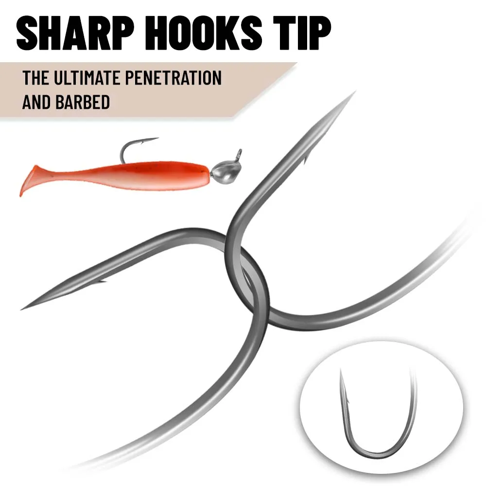 ZUKIBO Gran espina dorsal súper deslizante puerta de gancho de politetrafluoroetileno doble punta de gancho de plomo para evitar el gancho de peces, insectos blandos y accesorios de pesca Equipos de pesca complejos - imagen 3