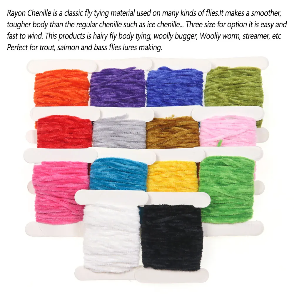 Bimoo, 2 tarjetas, 2mm, 3mm, 4mm de ancho, hilo de chenilla de rayón, Bugger lanudo, ninfa, sanguijuela, Streamer, cuerpo, atado de moscas, Material, Señuelos de pesca de trucha - imagen 5