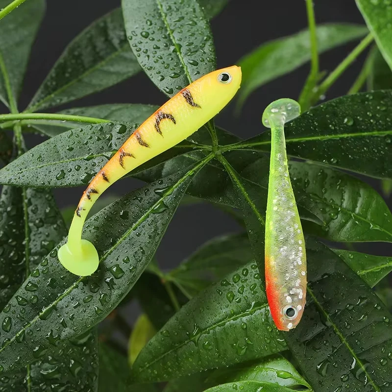 WALK FISH 5 uds 7cm 2,1g señuelo suave paleta cola Shad PVC Wobbler Swimbait Jig Head ojos 3D cebo Artificial suave para pesca de Lucio - imagen 3