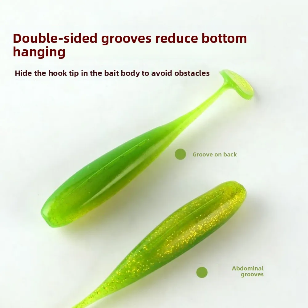 MUKUN 50 Uds Mini Señuelos de Pesca blandos, 3,5 cm 0,43g señuelo de gusano con cola en T, cebo Artificial de silicona, aparejos de pesca de Lucio - imagen 5