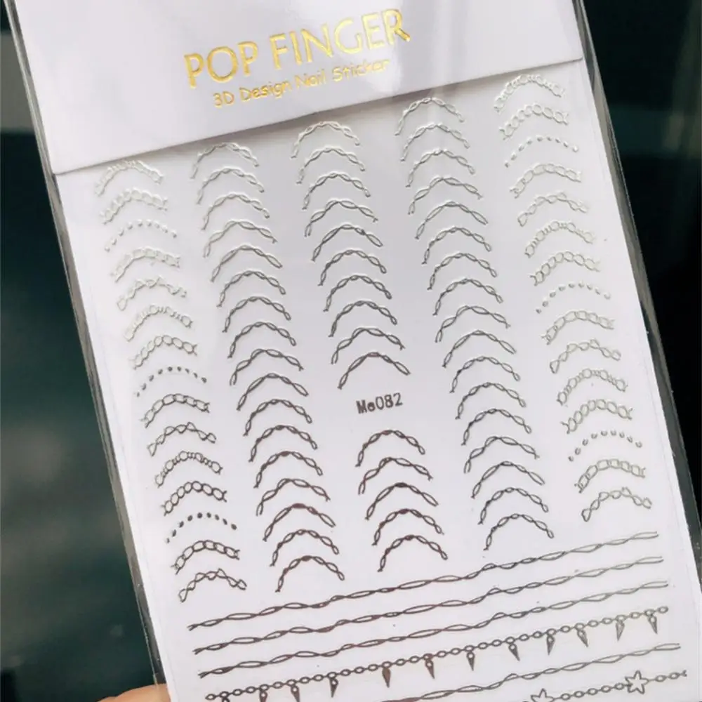 Pegatinas para uñas de 1/2 piezas, pegatinas con pegamento trasero, letras, mensajes, líneas de dibujo a mano, caras, San Valentín, decoración de uñas - imagen 3