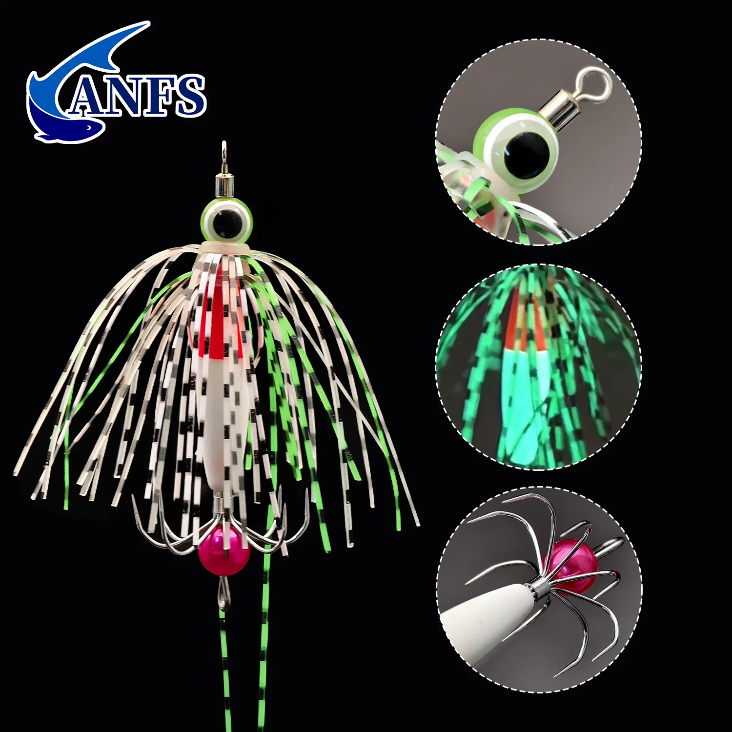 Jig Head Calamar Luminoso ANFS – Cebos Fluorescentes Pesca Nocturna - imagen 4