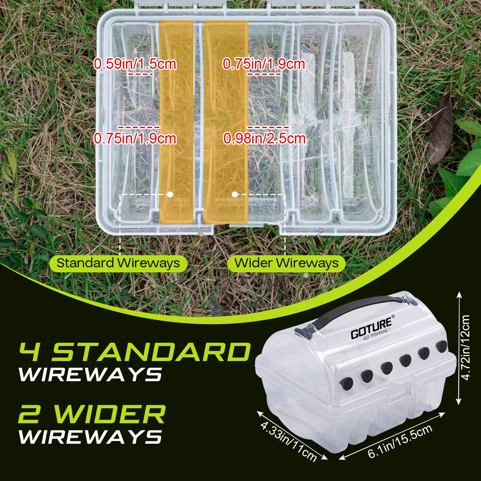 Goture nueva caja de almacenamiento de sedal de pesca de seis agujeros, Material PP transparente con 6 carretes línea trenzada de 300 yardas, aparejos más vendidos - imagen 4