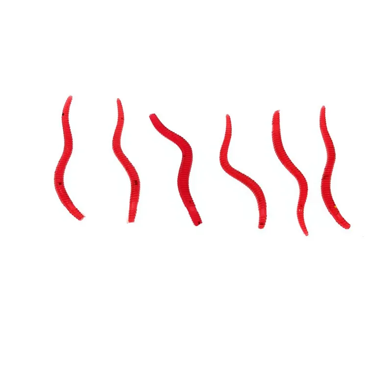 Gusanos luminosos rojos de Pesca, cebo suave realista, simulación de lombriz de tierra, carpa, lubina, señuelos artificiales de silicona, 60/120 Uds. - imagen 3