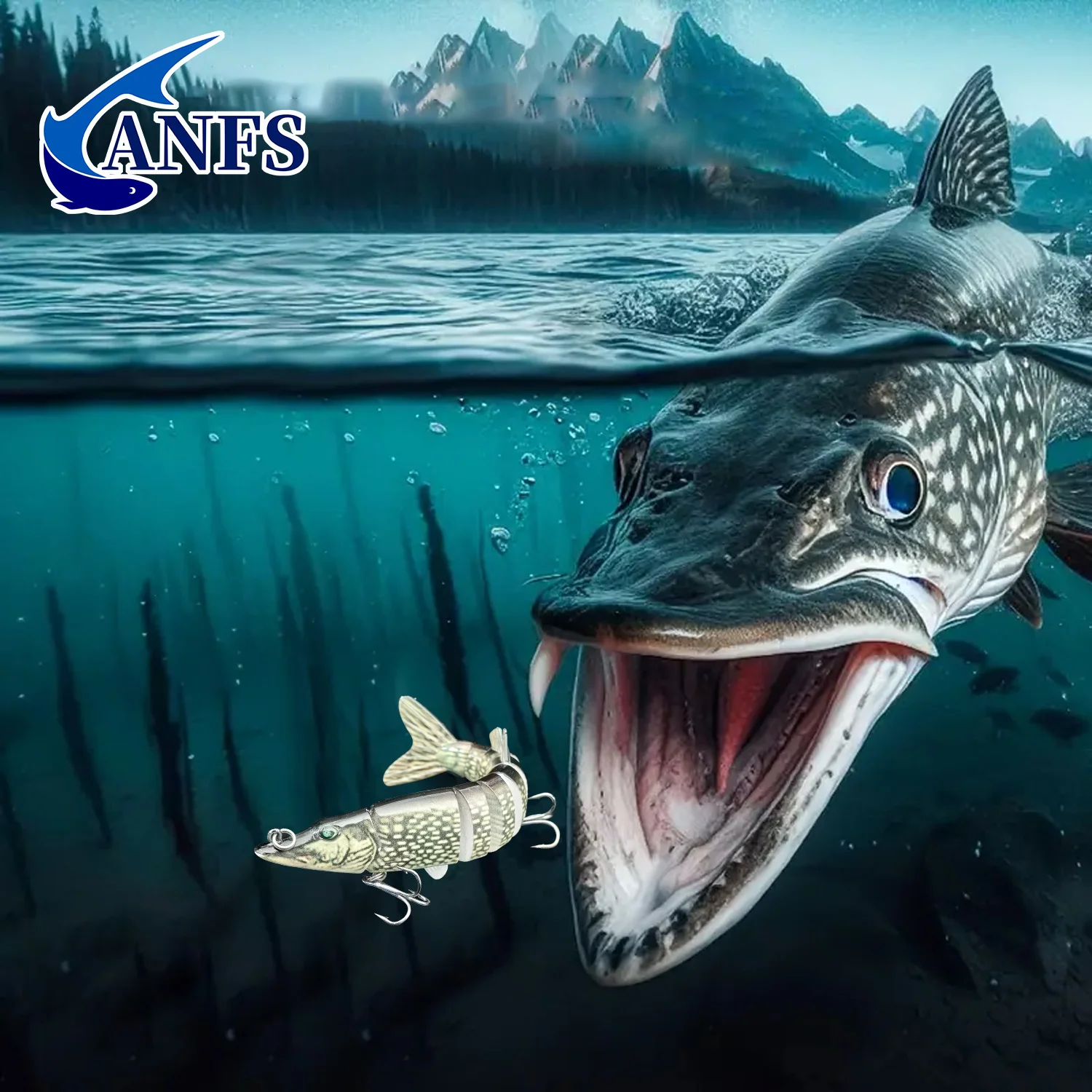 ANFS 1 ud./3 uds. Señuelos de pesca multiarticulados para lubina, trucha, perca, señuelo de pesca, señuelos de natación, agua dulce y salada - imagen 4