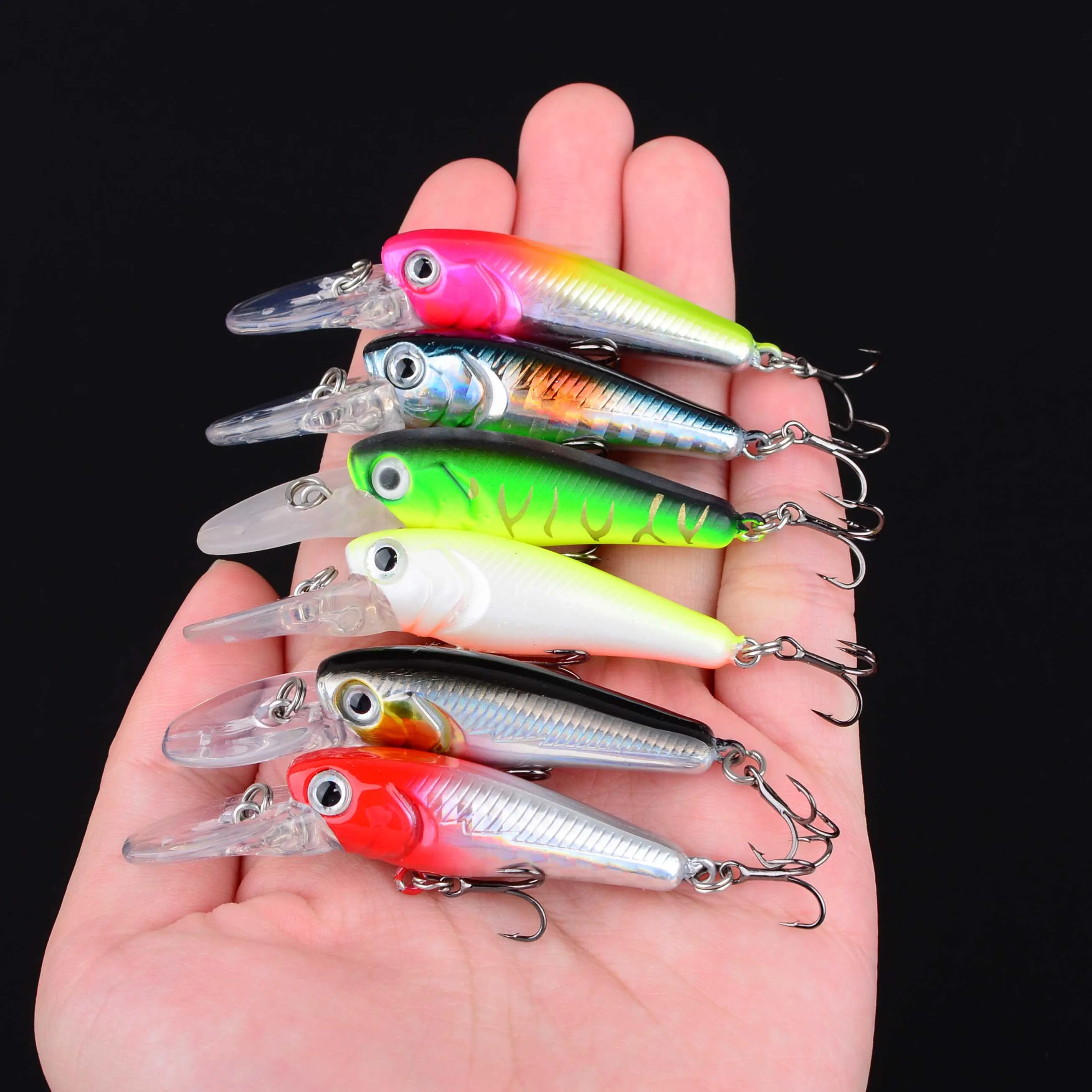 6 uds Mini Minnow Señuelos de Pesca Wobblers cebo duro de plástico Artificial Crankbait Jerkbait Pesca aparejos de lubina - imagen 5