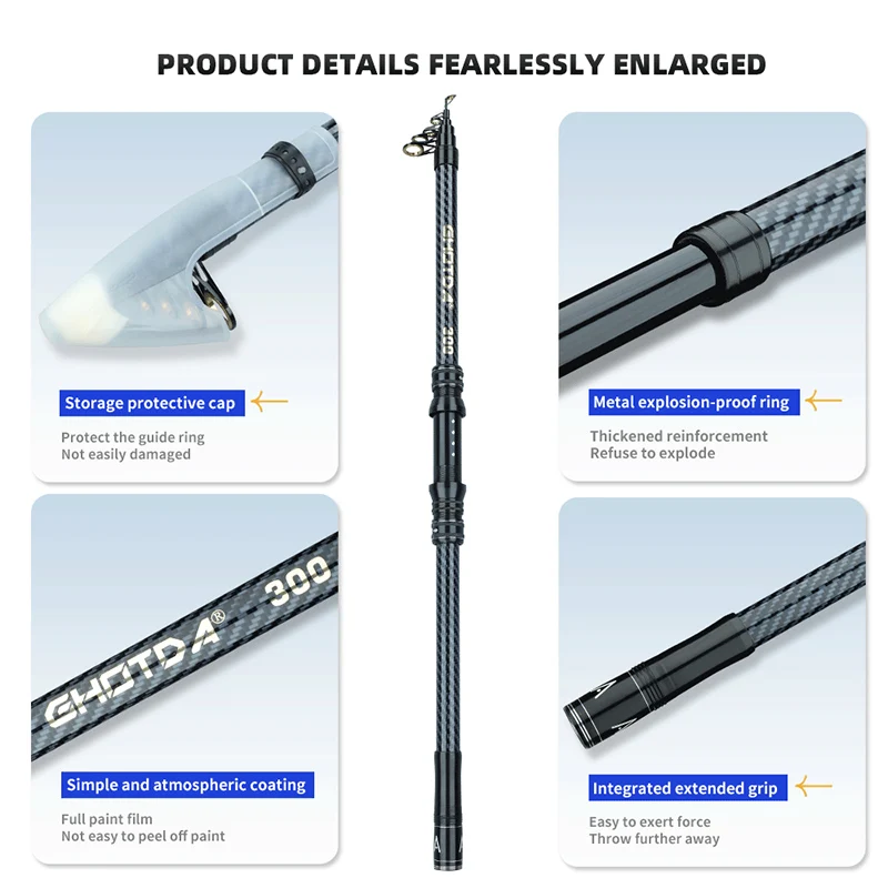 Caña de pescar de mar giratoria telescópica Ultra dura de 2,1 M-3,6 M, caña de lanzamiento de orilla de juego pesado, 5-7 secciones para todas las aguas de Pesca - imagen 4