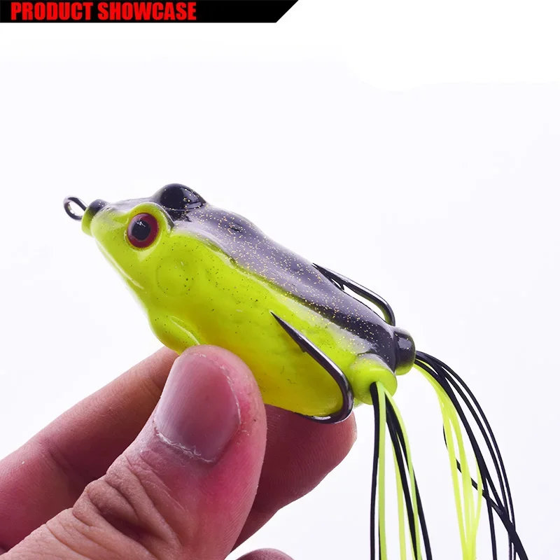 1 unidad de 6cm, 12,5g, forma de rana de rayos de agua superiores, manivela de pececillo Wobbler para pesca con mosca de lubina, cebo de tubo suave, señuelos de plástico japoneses