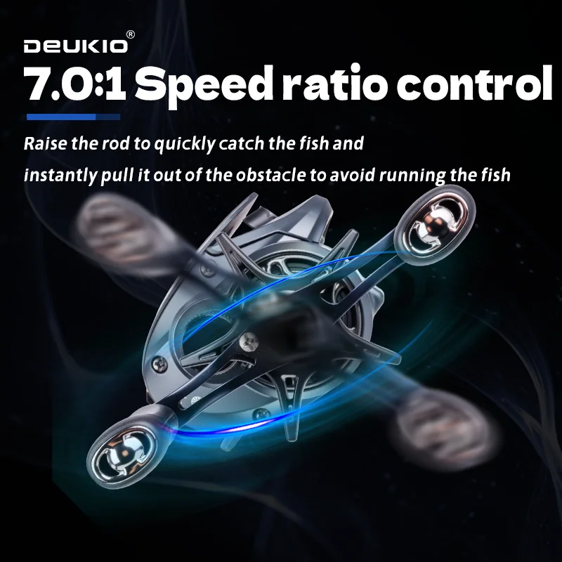 Carrete de Baitcasting ultraligero, sistema de frenado magnético, relación de engranaje 7,0:1, carrete de aluminio de 6KG, bobina de pesca con rodamiento de cerámica de doble arrastre - imagen 4