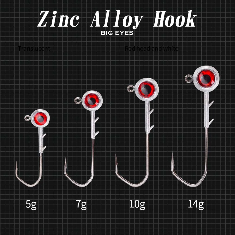 Anzuelos de pesca Hunthouse con ojos rojos, 5g, 7g, 10g, 14g, cabeza de anzuelo de aleación de Zinc, anzuelos de pesca en roca, accesorios de pesca, aparejos LW333 - imagen 3