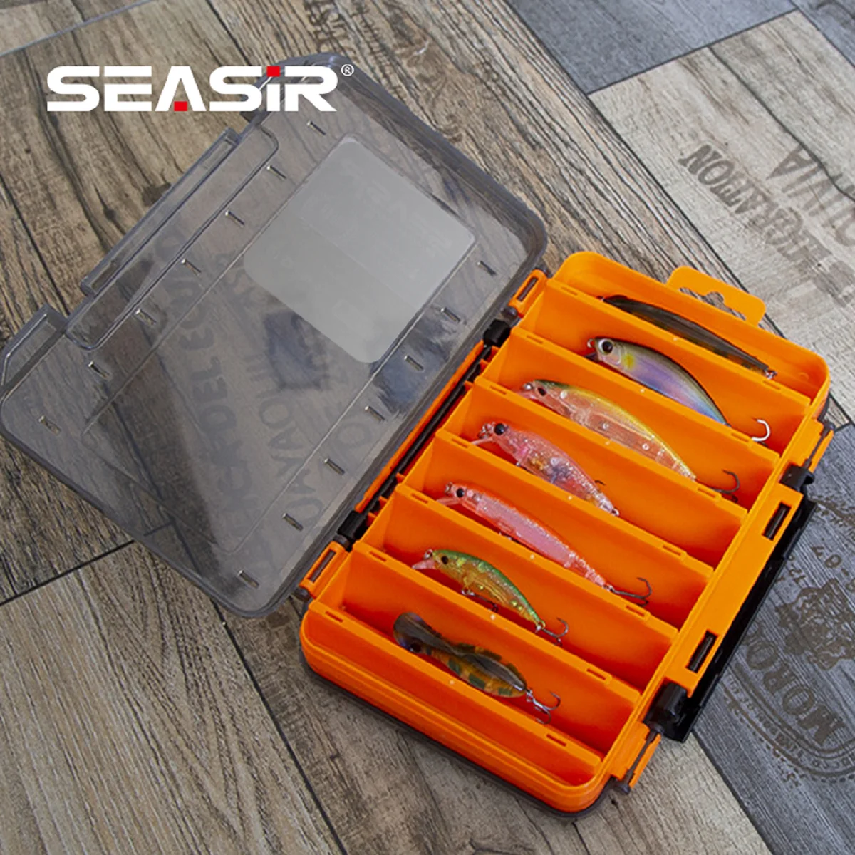 SEASIR-caja de aparejos de pesca de doble cara, caja de plástico para almacenamiento de señuelos, múltiples compartimentos, accesorios de pesca - imagen 5