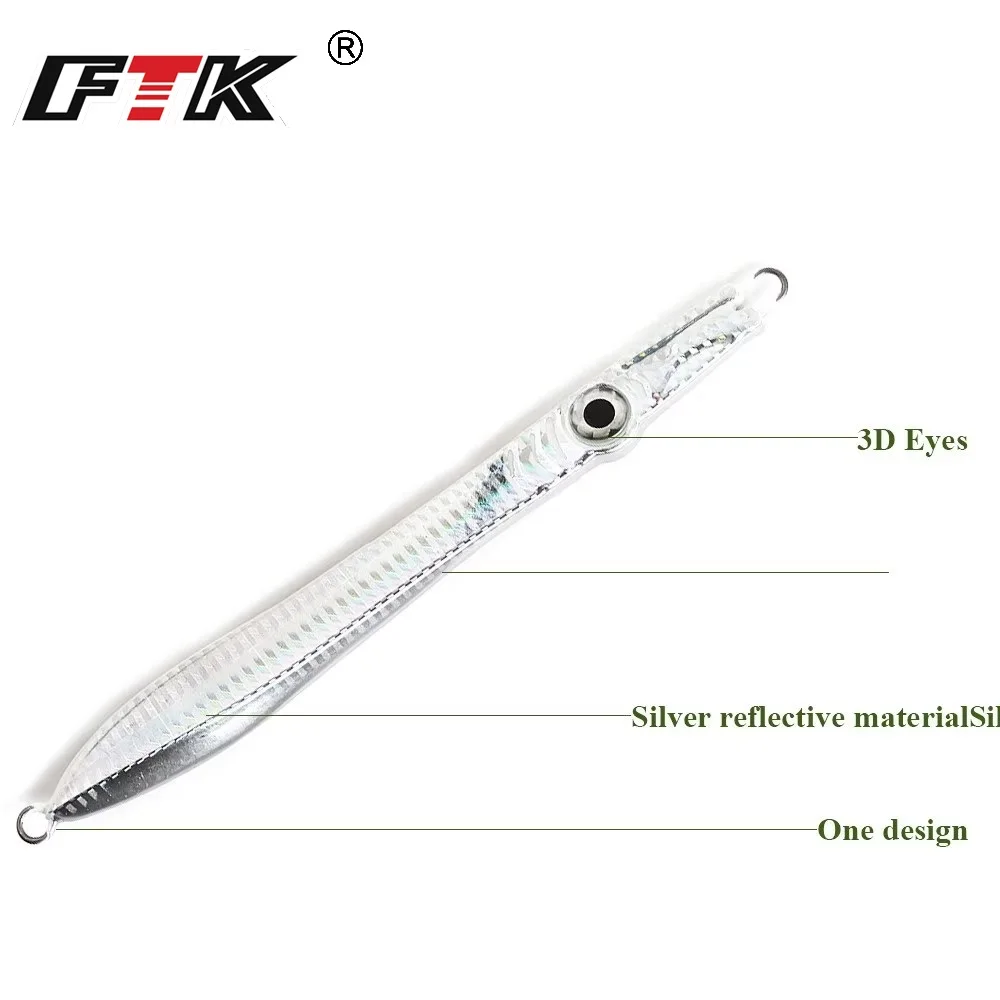 FTK 200g plantilla de Metal señuelo de pesca de mar ojos 3D 20cm cebo Artificial duro accesorios de pesca