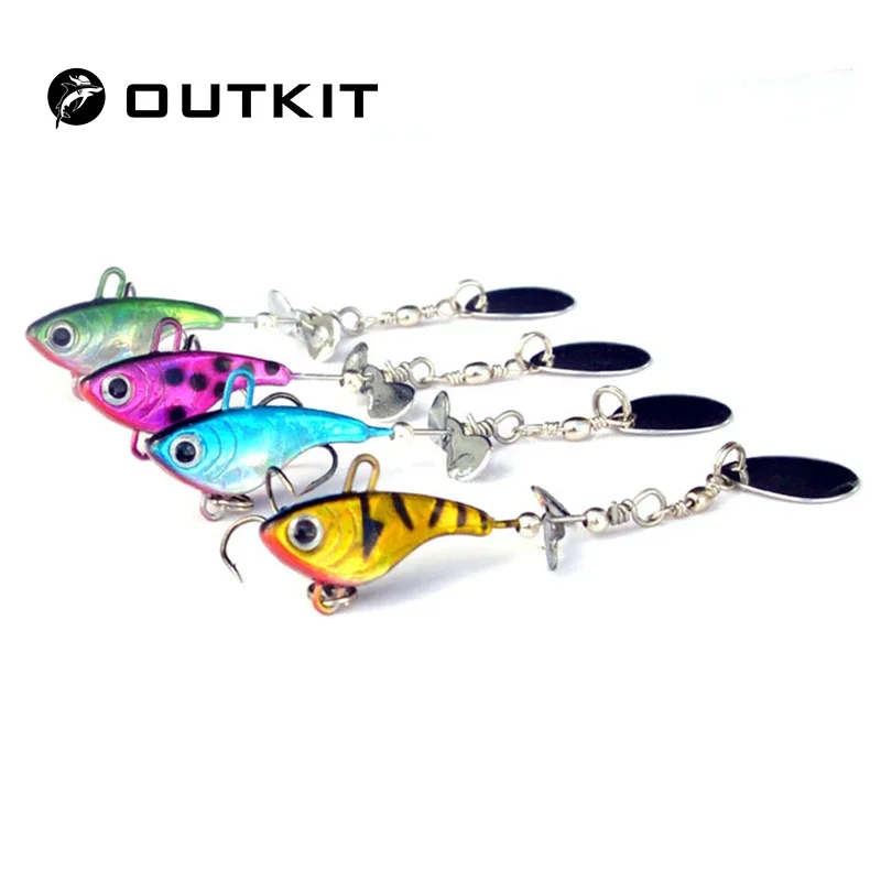 OUTKIT 12g señuelo de hoja de lubina Spinner de pesca señuelo de pesca de Metal plantilla de Metal VIB Crankbait aparejos de pesca cuchara tiro largo