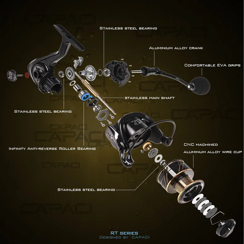 Carretes de pesca, Base totalmente de Metal, corredor de línea RT2000-7000, carrete giratorio, caña oceánica sin huecos, rueda de señuelo 13 + 1BB - imagen 5