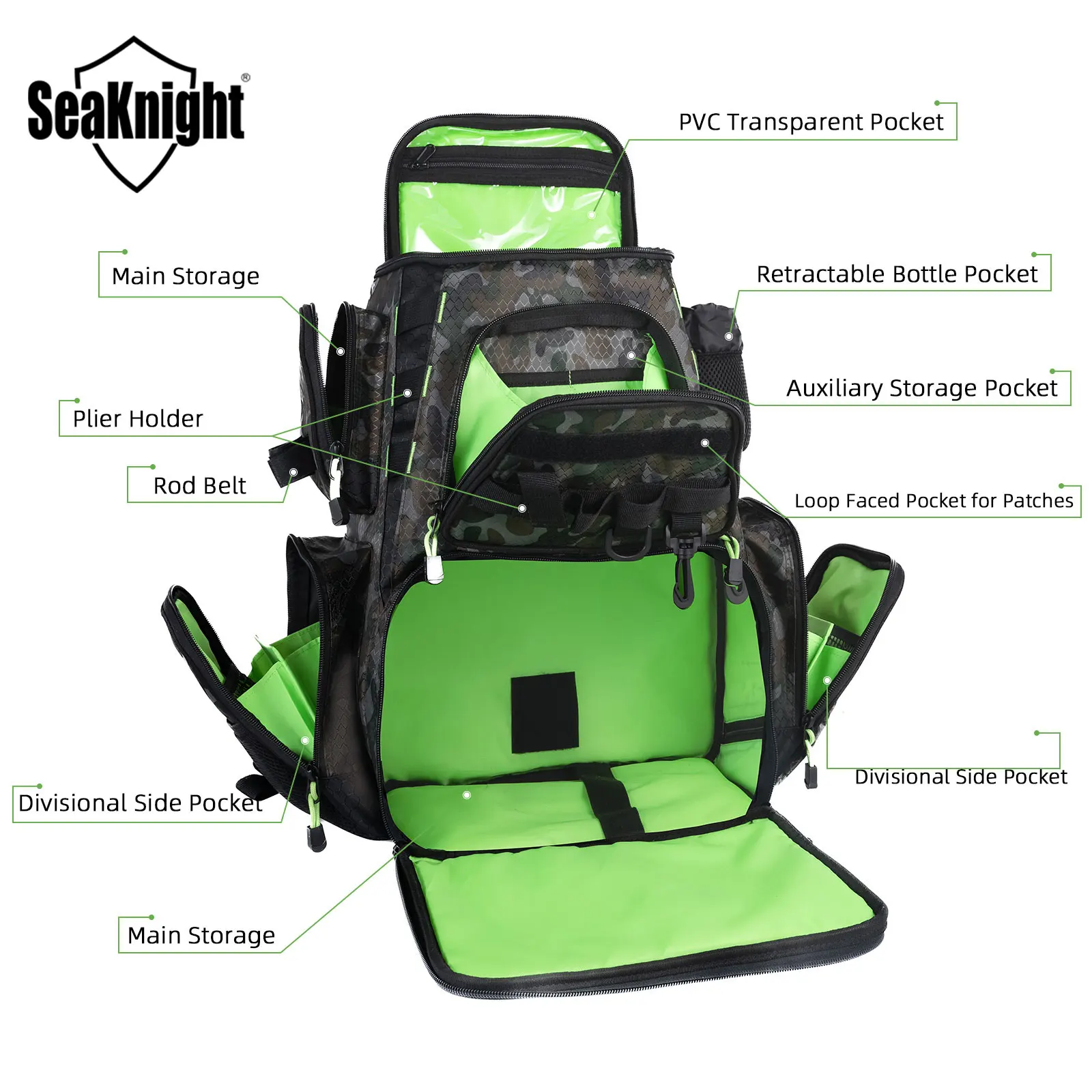 SeaKnight marca SK010 gran capacidad impermeable duradero multifuncional correas de hombro gruesas bolsa de pesca mochila al aire libre - imagen 3
