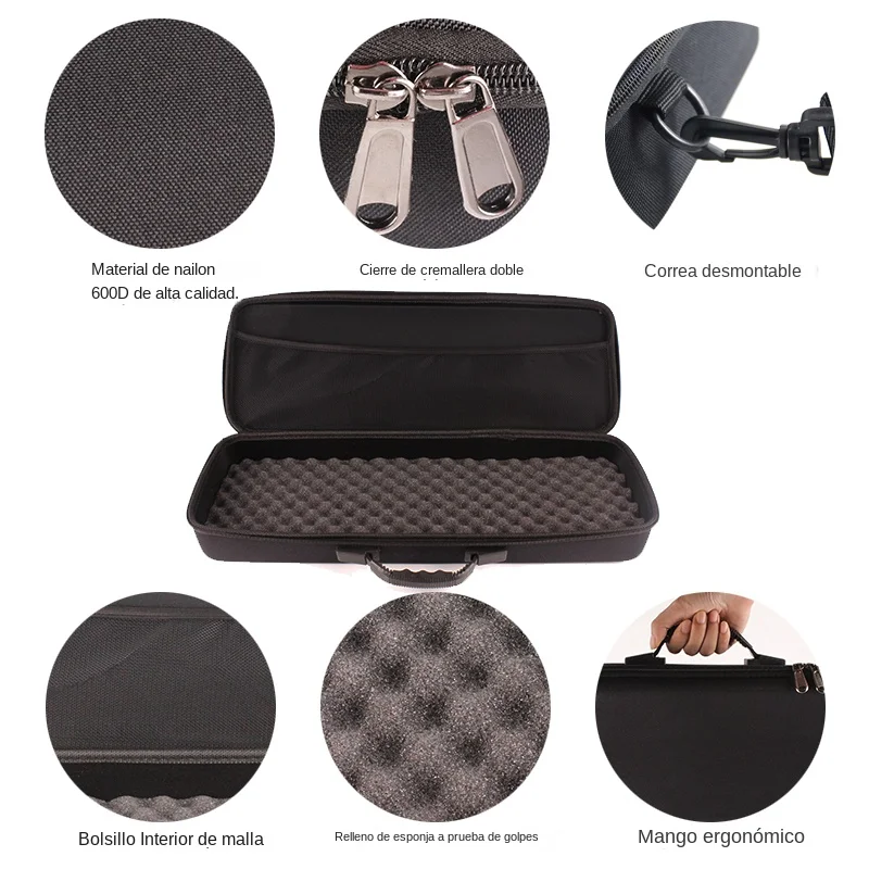 Bolsas de Pesca portátiles para exteriores, bolsa de transporte de carrete y caña de pescar EVA a prueba de golpes con correa, estuche de almacenamiento para poste, bandolera, Pesca PJ158 - imagen 3