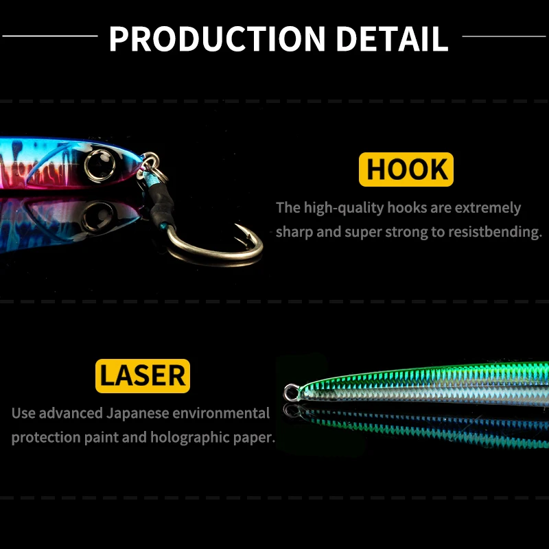 Jig de Metal para trabajo mágico, productos de pesca, plantilla de señuelo de pesca de mar, 30g, 45g, 60g, plantillas para pesca de lubina, trucha, aparejos de cebo Artificial - imagen 3