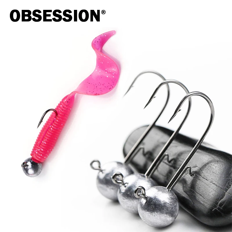 OBSESSION W001-A 10 unids/bolsa anzuelo con cabeza de anzuelo de agua salada 1,7g 2,5g 3,5g 5g 7g 10g 14g anzuelo de pesca con diseño de señuelo suave antipérdida - imagen 4